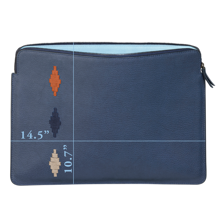 Folio Laptop Case - Navy Leather