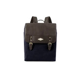 Mochila-Rucksack – Braunes Leder mit marineblauem Canvas