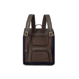 Mochila-Rucksack – Braunes Leder mit marineblauem Canvas