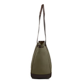 Bolso Tote Bag - Brown Leather with Forest Canvas