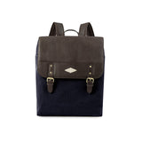 Mochila Backpack - Brown Leather with Navy Canvas