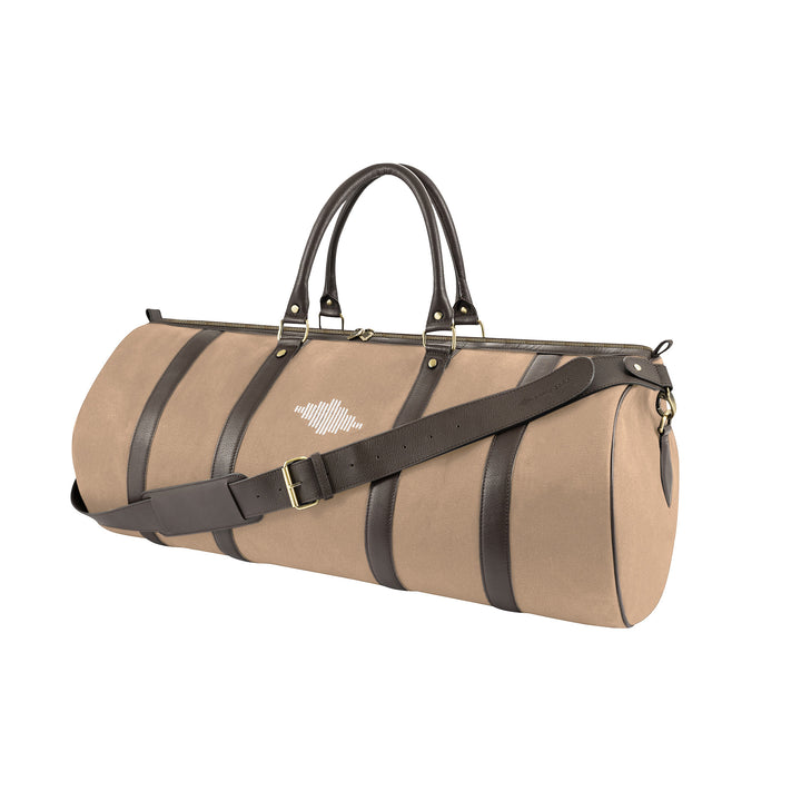 Equipo Holdall Bag - Brown Leather and Sand Canvas