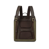 Mochila Backpack - Brown Leather with Forest Canvas