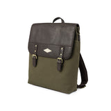 Mochila Backpack - Brown Leather with Forest Canvas
