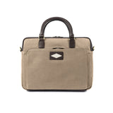 Mensajero Briefcase - Brown Leather and Sand Canvas