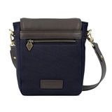 Bandolera Crossbody Bag - Brown Leather and Navy Canvas
