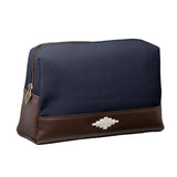 Afeite Kulturtasche - Braunes Leder und Marineblaues Segeltuch