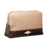 Afeite Kulturtasche - Braunes Leder und Sand-Canvas