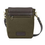 Bandolera Crossbody Bag - Brown Leather and Forest Canvas