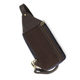 Pequeno Crossbody Bag - Brown Leather and Navy Canvas