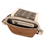Bandolera crossbody bag - stone leather and ochre canvas
