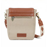 Bandolera crossbody bag - tan leather and cream juco