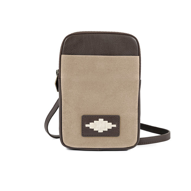 Estuche Sling Bag - Brunt Skinn og Sandfarget Kanvas