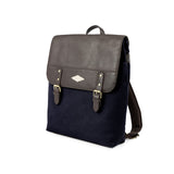 Mochila Backpack - Brown Leather with Navy Canvas