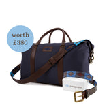 Valgfritt pampeano-skinnbelte og valgfri stor lerretsreiseveske - gavepakke