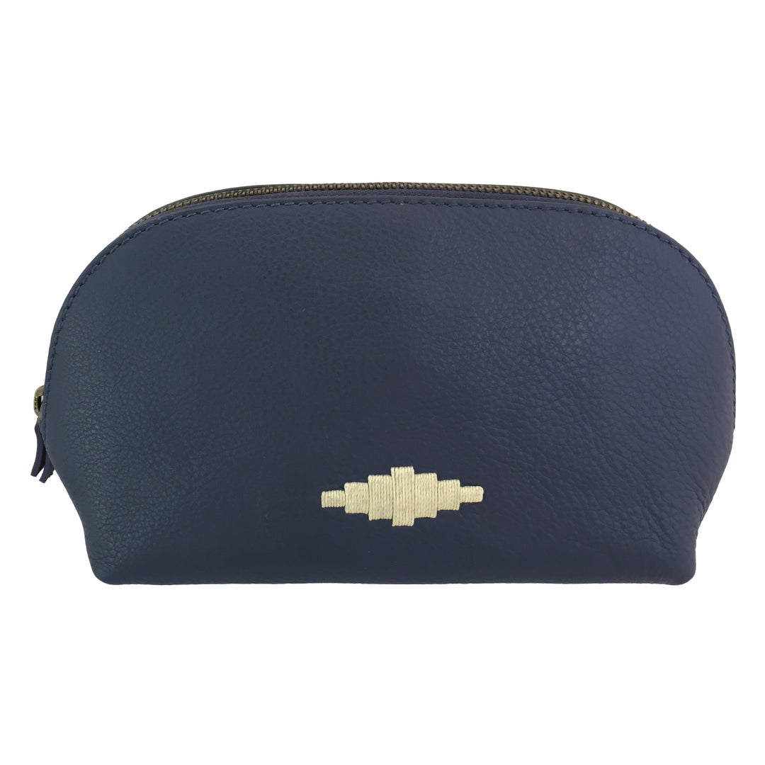 Kosmetiktasche „Brillo“ – Marineblaues Leder