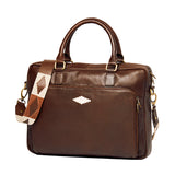 Mensajero-koffert - brunt skinn med kremfargede sømmer