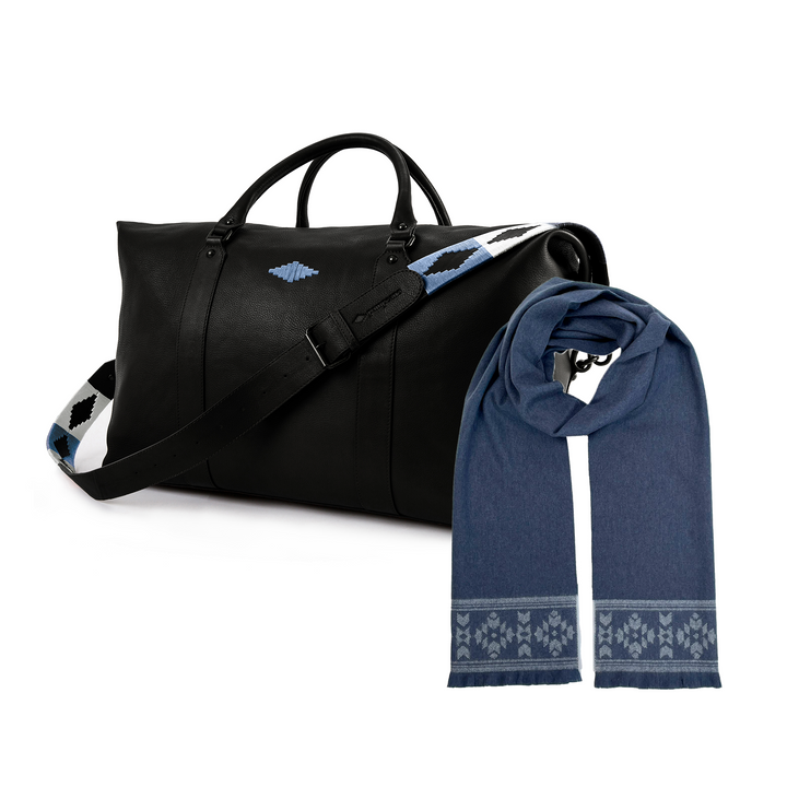 Caballero Travel Bag with Complimentary Sueno Scarf - Black Leather