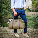 Auswahl zwischen einem beliebigen Pampeano-Ledergürtel und einer beliebigen großen Reisetasche aus Segeltuch – Geschenkpaket