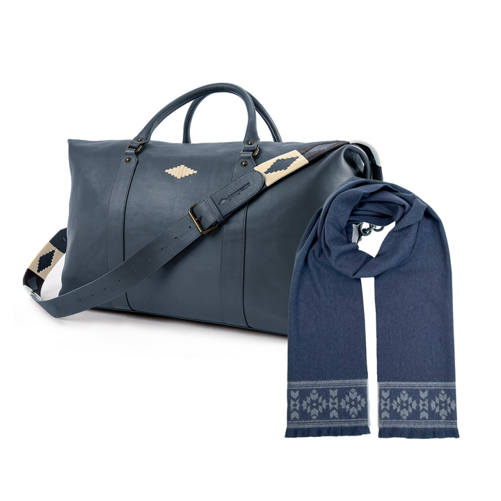Caballero  Travel Bag with Complimentary Sueno Scarf - Navy Leather