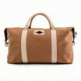 Caballero large travel bag - stone leather and ochre canvas