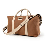 Caballero large travel bag - stone leather and ochre canvas