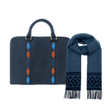 Clara Briefcase with Complimentary Azteca Scarf - Navy Leather
