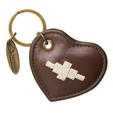 Vida heart keyring - brown leather