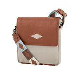 Bandolera crossbody bag - tan leather and cream juco