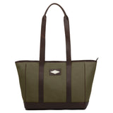 Bolso Tote Bag - Brown Leather with Forest Canvas