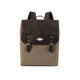 Mochila Backpack - Brown Leather with Sand Canvas