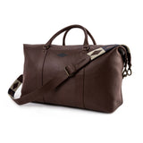 Caballero large travel bag - brown leather with navy stitching