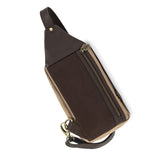 Pequeno Crossbody Bag - Brown Leather and Sand Canvas