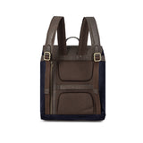 Mochila Backpack - Brown Leather with Navy Canvas