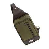 Pequeno Crossbody Bag - Brown Leather and Forest Canvas