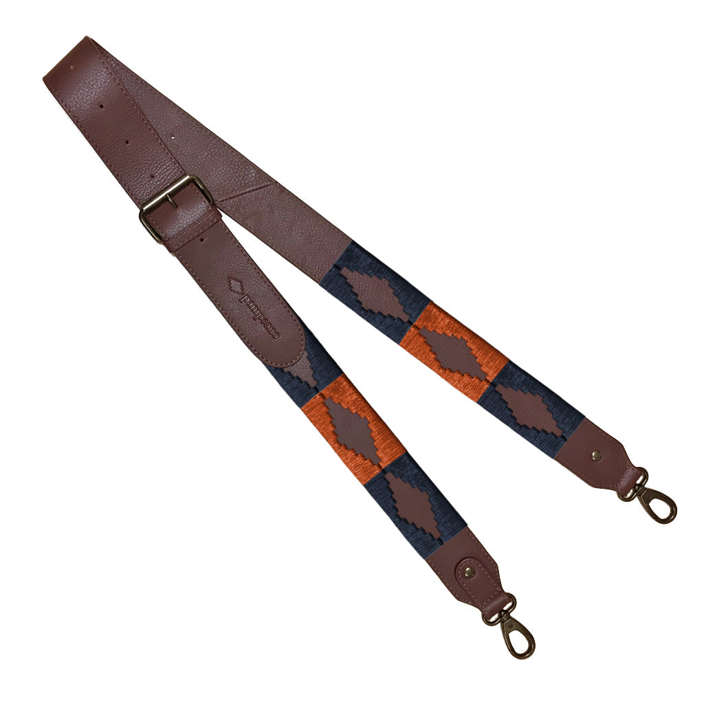 4.5cm Standard Stitched Navy and Orange Leather Strap