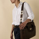 Mensajero briefcase - brown leather with cream stitching