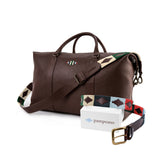 Valgfritt pampeano-skinnbelte og stor reiseveske i skinn – gavepakke