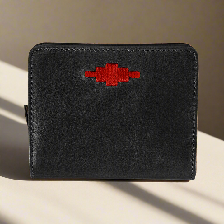 Nena Zipped Purse - Black Leather