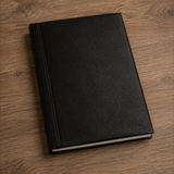 black leather notebook