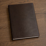 brown leather notebook