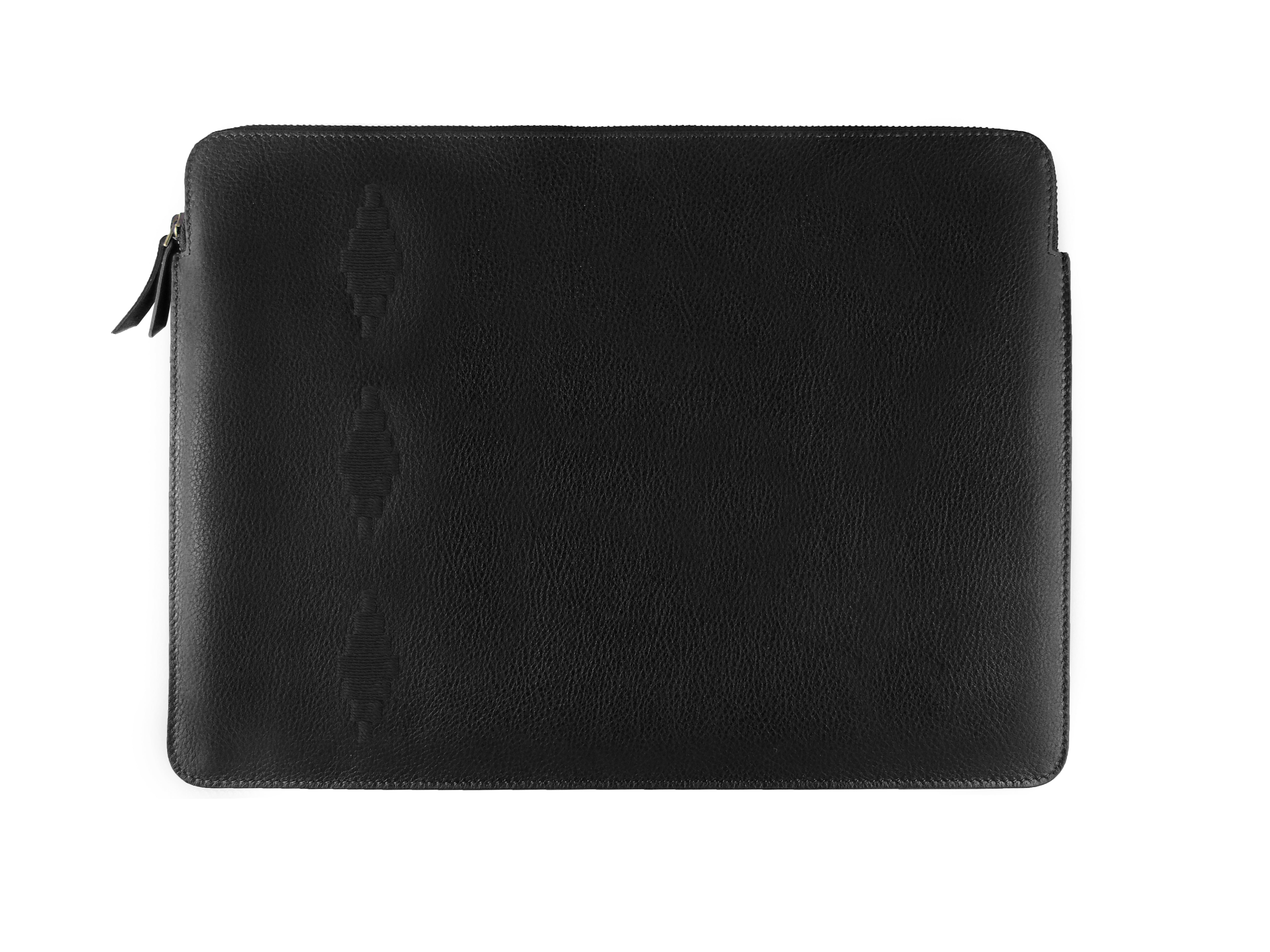 'Folio' Laptop Case - Black Leather - pampeano UK