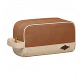 Hombre washbag - stone leather and ochre canvas