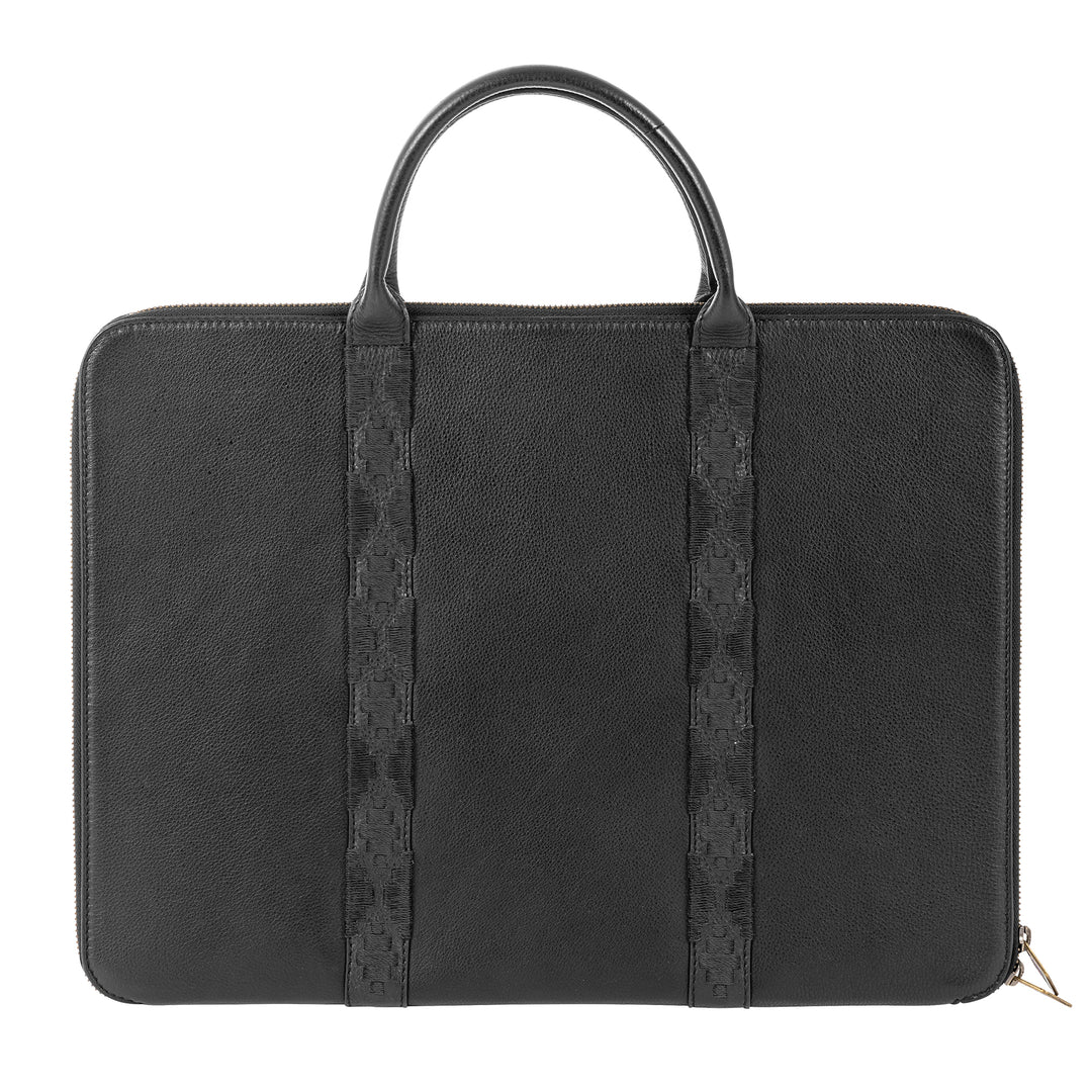 Empresario Briefcase with Complimentary Azteca Scarf - Black Leather
