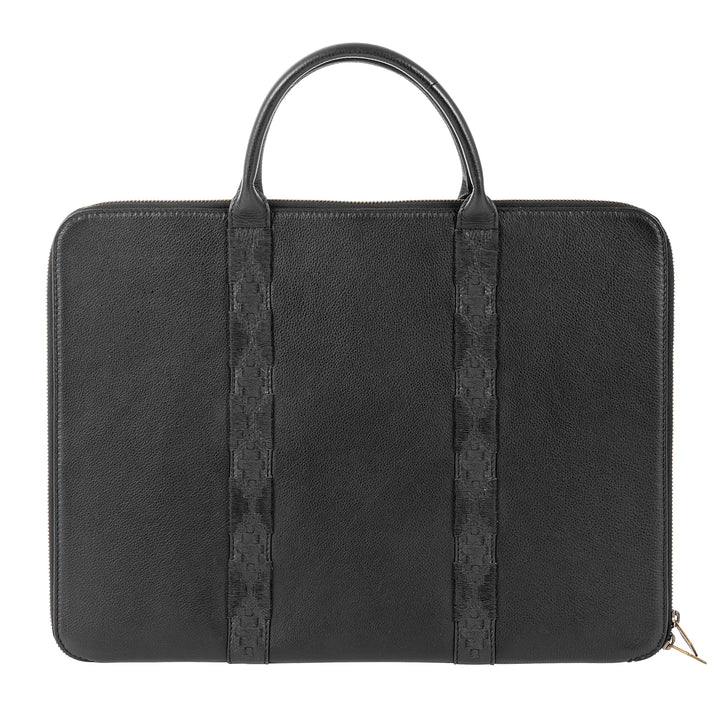 Empresario Briefcase with Complimentary Azteca Scarf - Black Leather