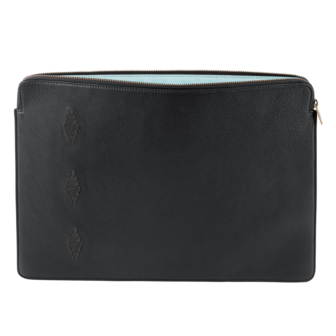 'Folio' Laptop Case - Black Leather - pampeano UK