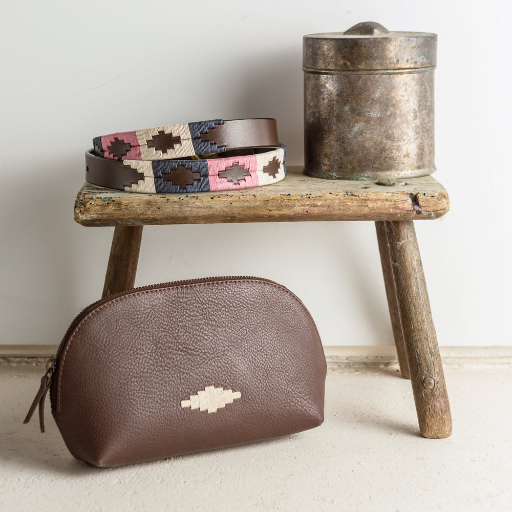 'Brillo' Cosmetic Bag - Black Leather - pampeano UK