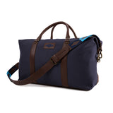Caballero large travel bag - brown leather and navy canvas with navy stitching