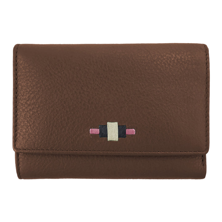 Chica Tri-fold Purse - Brown Leather