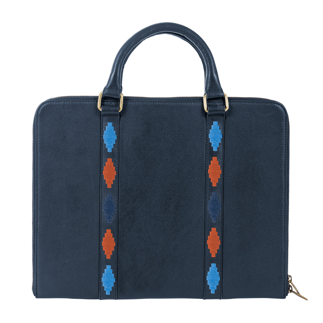 'Clara' Briefcase - Navy Leather - pampeano UK